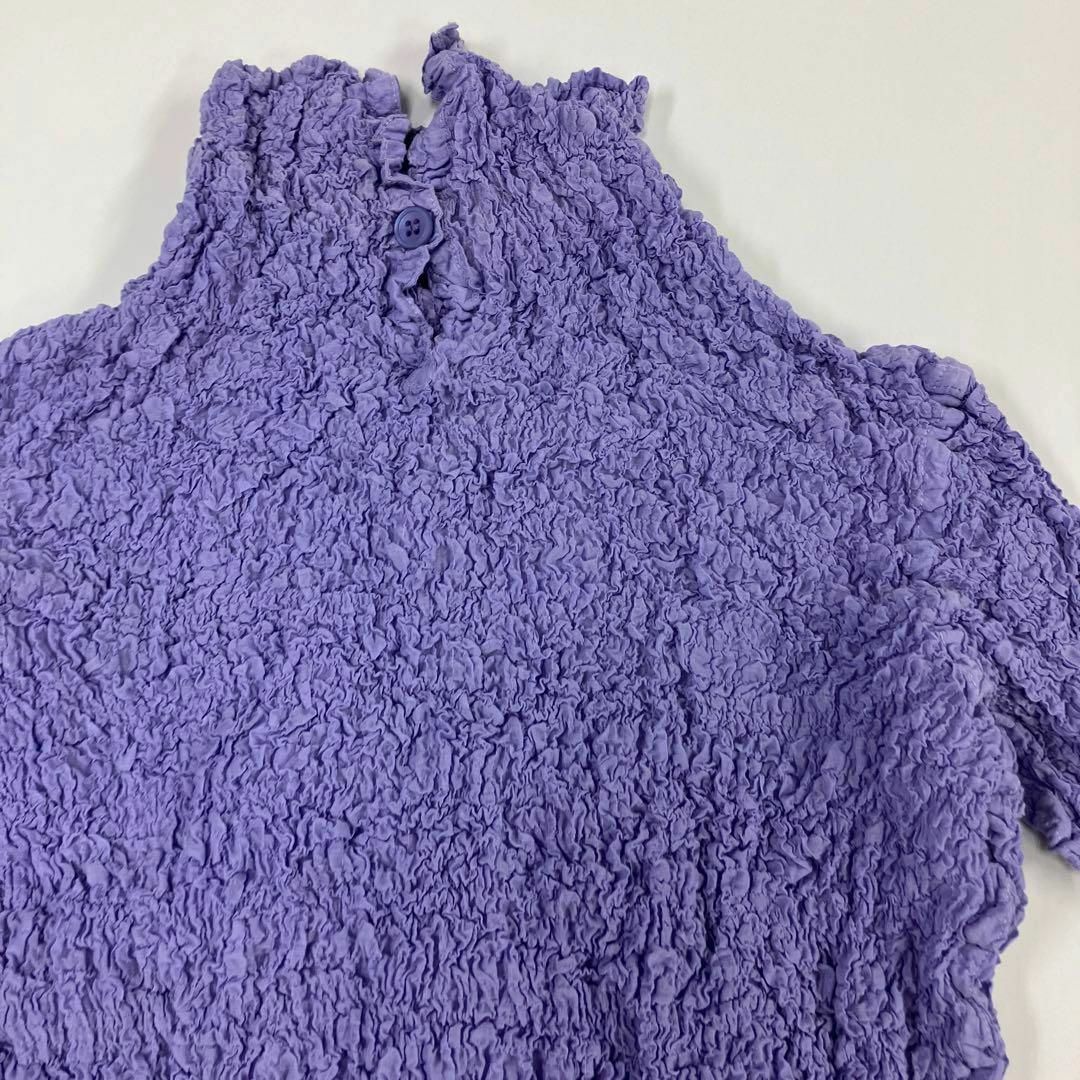 イッセイミヤケ カットソー ロンT シワ加工 プリーツ 襟ボタン 古着女子