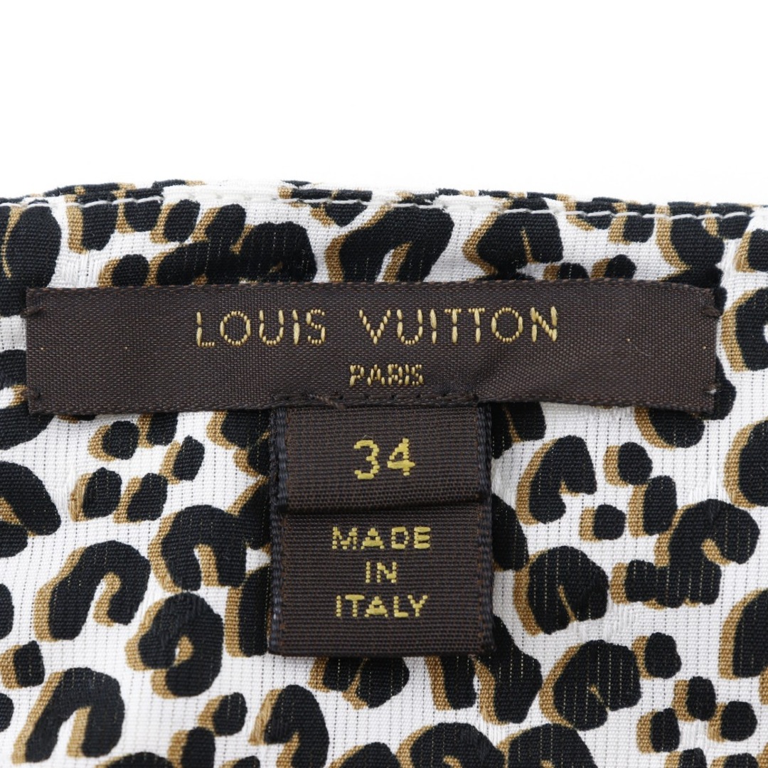 【LOUIS VUITTON】ルイ・ヴィトン フレアスカート レオパード リボン コットン 黒/白/茶 レディース スカート 4