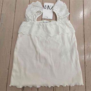 ザラキッズ(ZARA KIDS)のZARA トップス　Tシャツ　白　キャミソール　レース　100 110 3y(Tシャツ/カットソー)