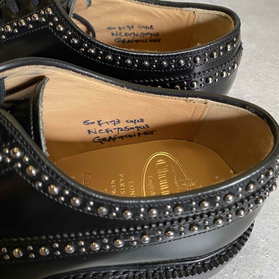 新品 Church's グラフトン ダービーブローグシューズ スタッズ 革靴