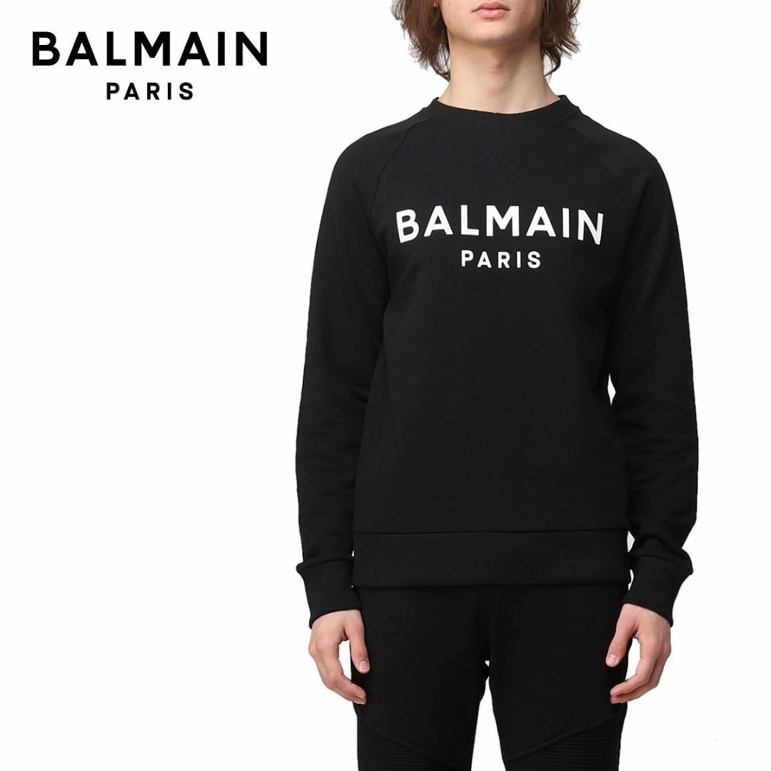 送料無料 2 BALMAIN バルマン AH1JQ005 BB65 EAB ブラック スウェット トレーナー size L