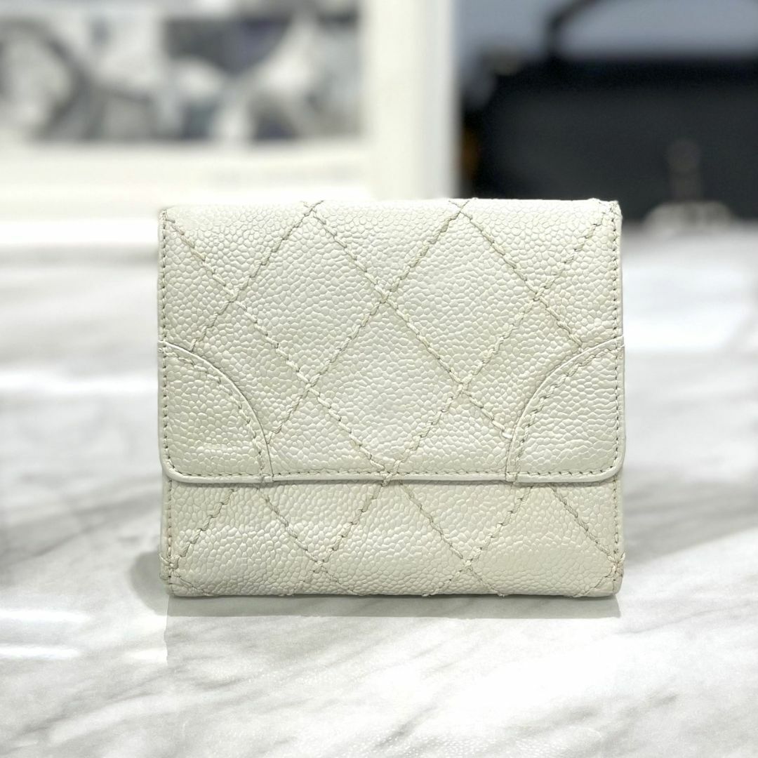 美品 CHANEL シャネル ワイルドステッチラウンドジップ長財布