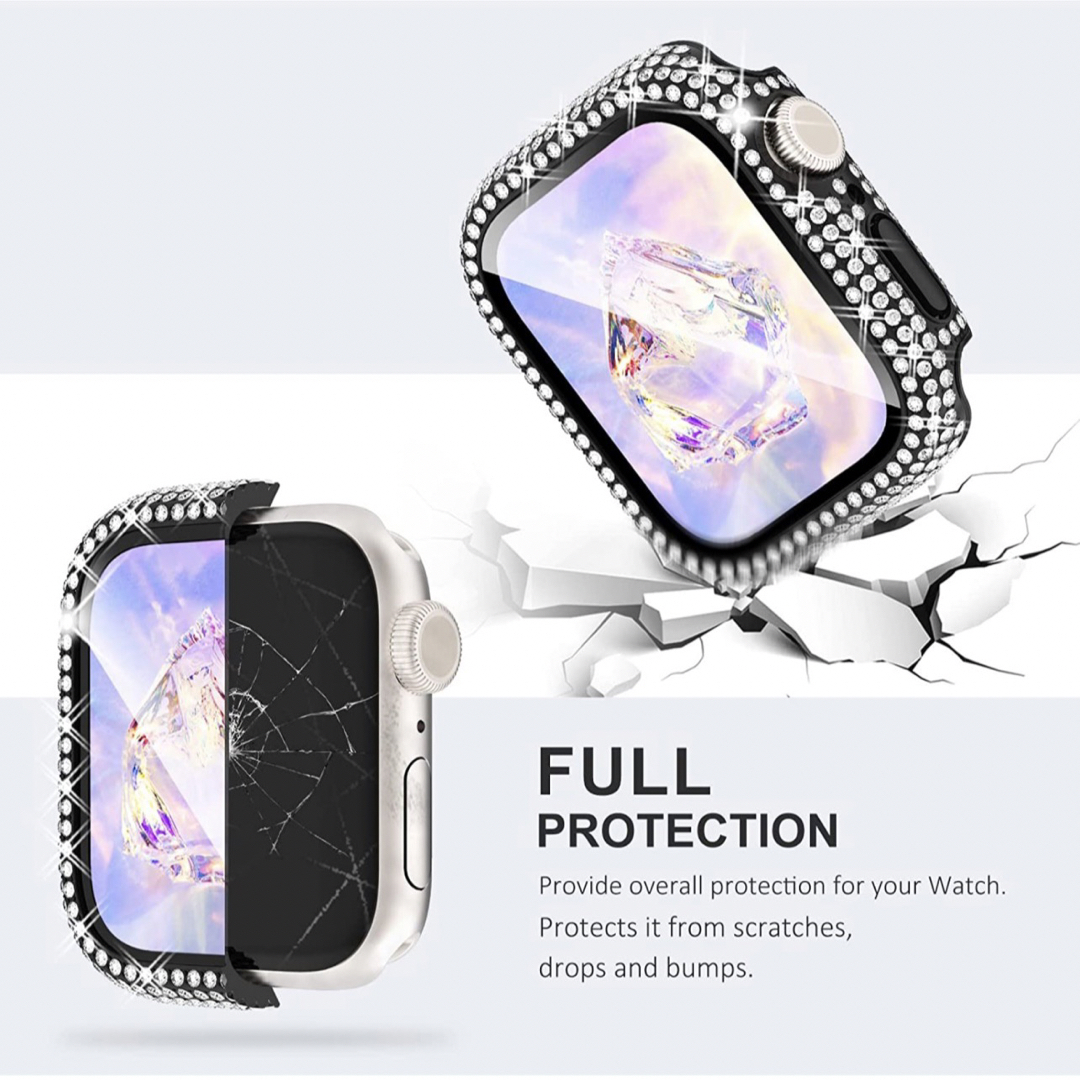 Apple Watch(アップルウォッチ)のアップルウォッチ7 8 45 41 カバー キラキラ ケース　ブラック スマホ/家電/カメラのスマホアクセサリー(保護フィルム)の商品写真