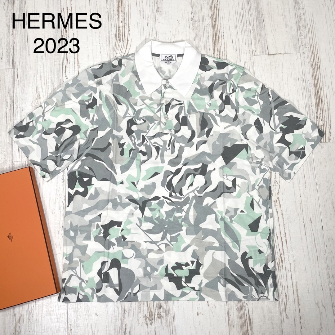 Hermes(エルメス)の【新品】新作 メンズ ポロシャツ パズル・ヴェジェタル アクア 2023 XL メンズのトップス(ポロシャツ)の商品写真