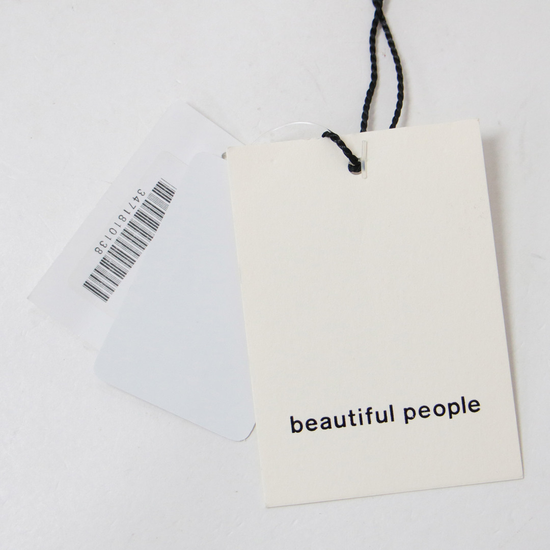 beautiful people ビューティフルピープル × HAPPY PLUS ハッピープラス 別注 カットソー タンクトップ プルオーバー トップス チャコールグレー 38(M) クルーネック ノースリーブ ネームタグ ロゴ コットン 綿 おしゃれ シンプル【レディース】【美品】