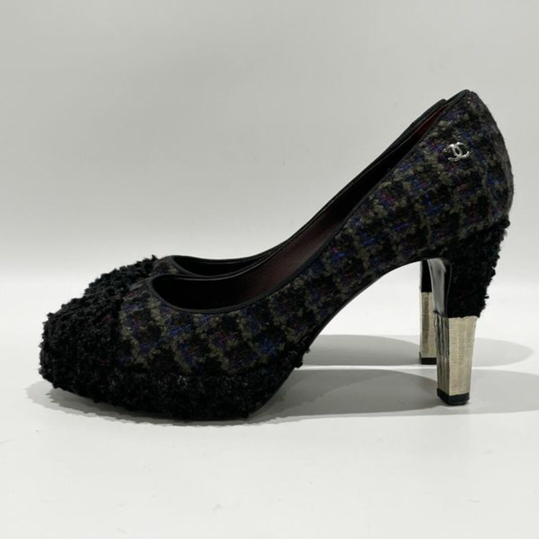 CHANEL - CHANEL ツイード ココマーク ヒール 36 1/2 G27495 パンプス
