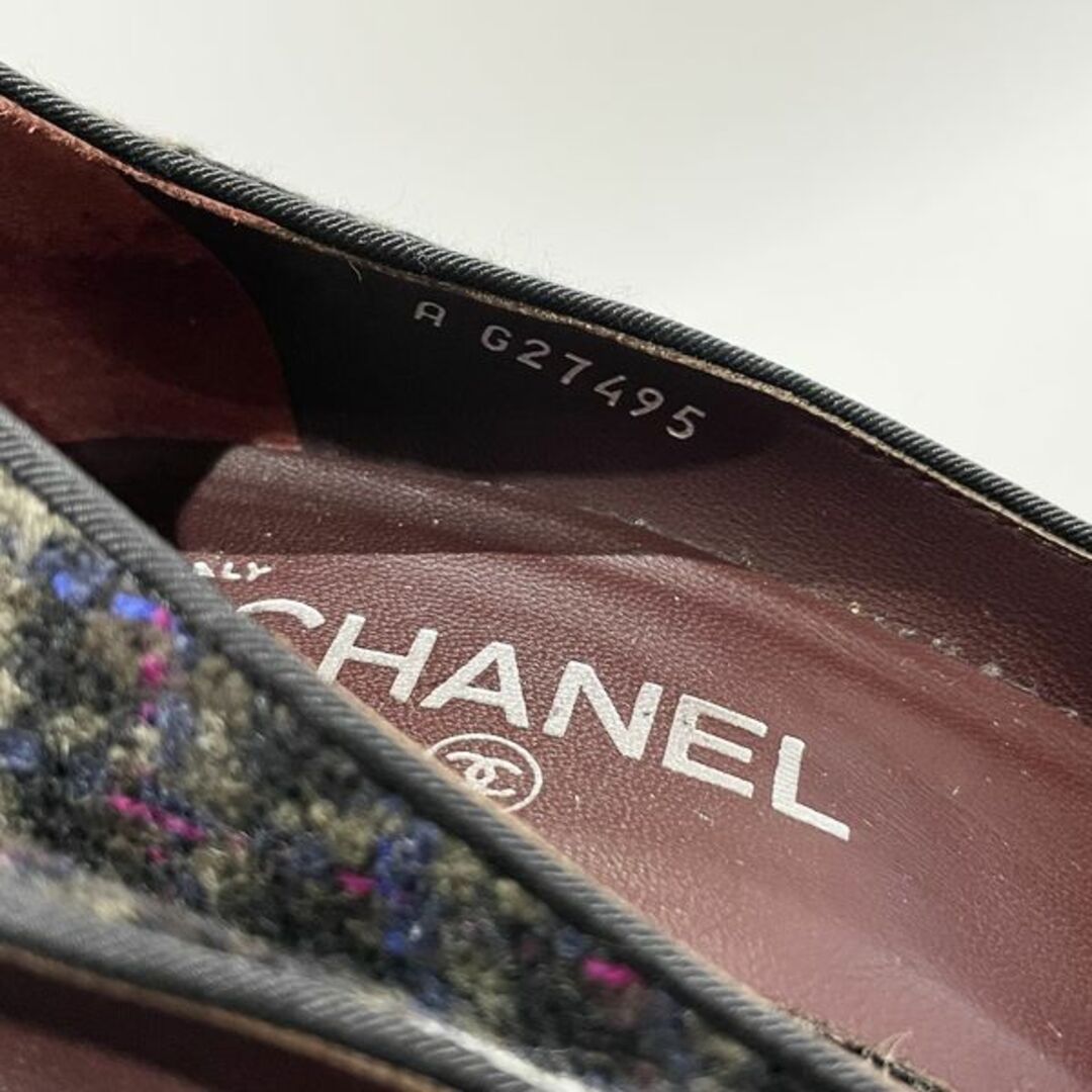 CHANEL - CHANEL ツイード ココマーク ヒール 36 1/2 G27495 パンプス