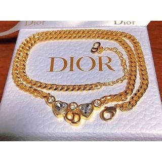 クリスチャンディオール(Christian Dior)のDior  キラキラ ネックレス CDロゴ gold ハート可愛い ストーン (ネックレス)