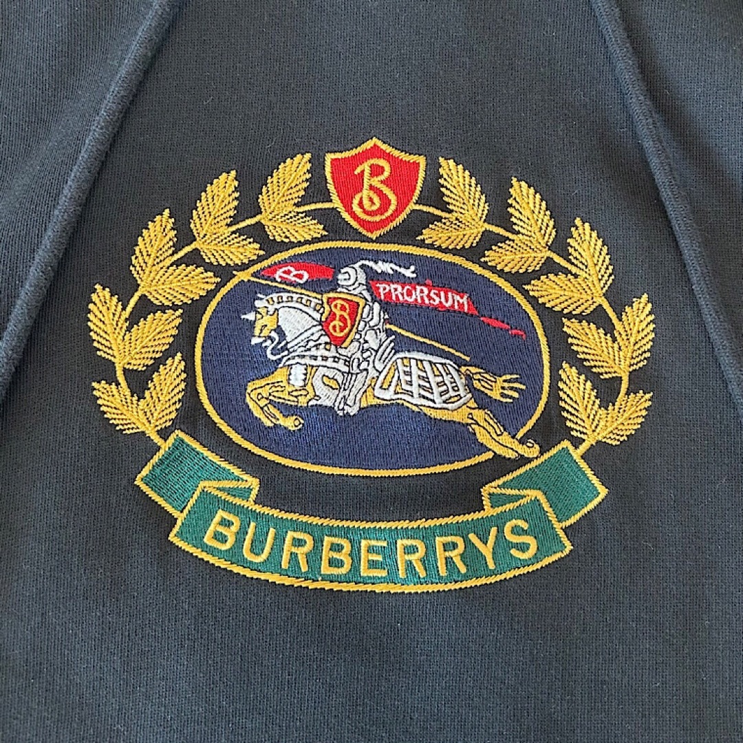 【極美品】 BURBERRY バーバリー 刺繍 プルオーバー パーカー ブラック