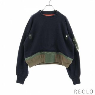 サカイ(sacai)のMA-1 KNIT BLOUSON SWEATER ニット コットン ネイビー カーキグリーン(ニット/セーター)