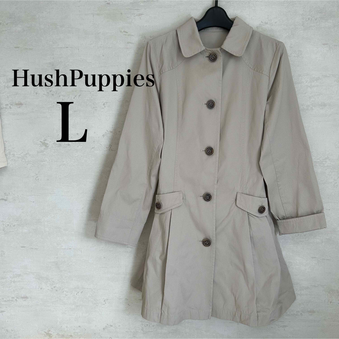 Hush Puppies(ハッシュパピー)のハッシュパピー✨グレージュトレンチコート【美品】 レディースのジャケット/アウター(トレンチコート)の商品写真