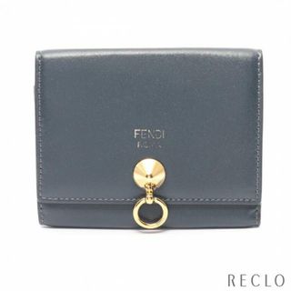 フェンディ(FENDI)のバイザウェイ カードケース 名刺入れ レザー ネイビー ベージュ(名刺入れ/定期入れ)