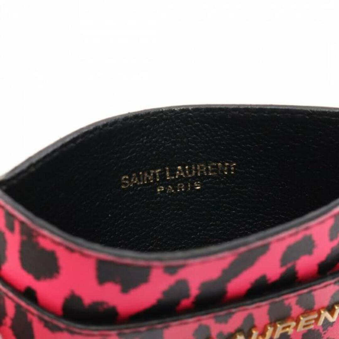 Saint Laurent(サンローラン)の カードケース レオパード レザー ピンク ブラック レディースのファッション小物(名刺入れ/定期入れ)の商品写真