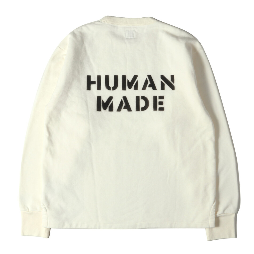 HUMAN MADE HUMAN MADE ヒューマンメイド スウェット サイズ:XL 22SS ステンシルロゴ ミリタリー スウェット 裏起毛  MILITARY SWEATSHIRT オフホワイト トップス カットソー トレーナー 長袖 カジュアル ストリート  ブランド【メンズ】【中古】【美品】の通販 by ...