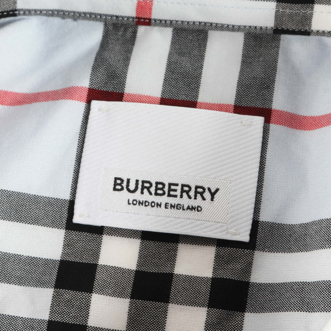 BURBERRY(バーバリー)のBURBERRY バーバリー シャツ サイズ:L 近年モデル ヘム ロゴ ノバチェック 長袖 シャツ THTHAGAR129SAM 8037887 ライトブルー ブラック ホワイト レッド トップス カットソー カジュアルシャツ 柄シャツ ブランド 【メンズ】【中古】 メンズのトップス(シャツ)の商品写真