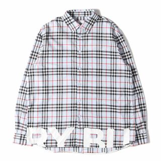 バーバリー(BURBERRY)のBURBERRY バーバリー シャツ サイズ:L 近年モデル ヘム ロゴ ノバチェック 長袖 シャツ THTHAGAR129SAM 8037887 ライトブルー ブラック ホワイト レッド トップス カットソー カジュアルシャツ 柄シャツ ブランド 【メンズ】【中古】(シャツ)