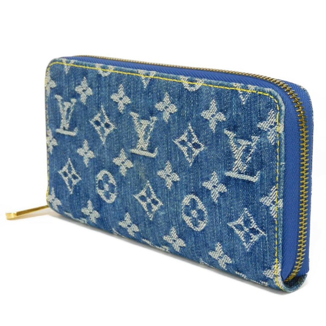 LOUIS VUITTON ルイ・ヴィトン ジッピー ウォレット インディゴ LVロゴ フラワー 旧型 ラウンドファスナー モノグラム デニム 長財布 M95341