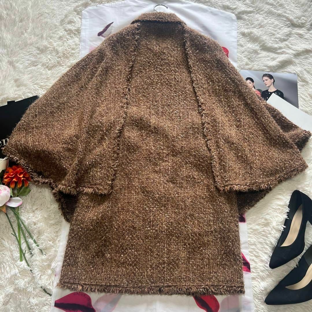 美品】Rene ロングコート ケープ ブラウン TISSUE 36 M-
