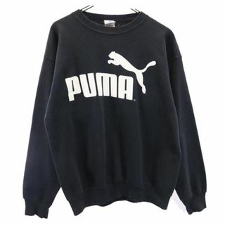 プーマ(PUMA)のプーマ 90s オールド USA製 プリント スウェット L ブラック PUMA ロゴ 長袖トレーナー メンズ 【中古】  【230906】(その他)