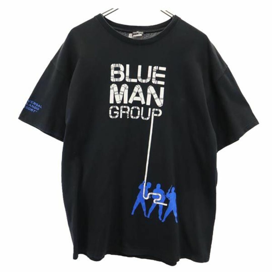 ユニバーサルスタジオ 90s オールド ブルーマングループ プリント 半袖 Tシャツ XL ブラック UNIVERSAL STUDIOS BLUE MAN GROUP メンズ   【230906】 メール便可