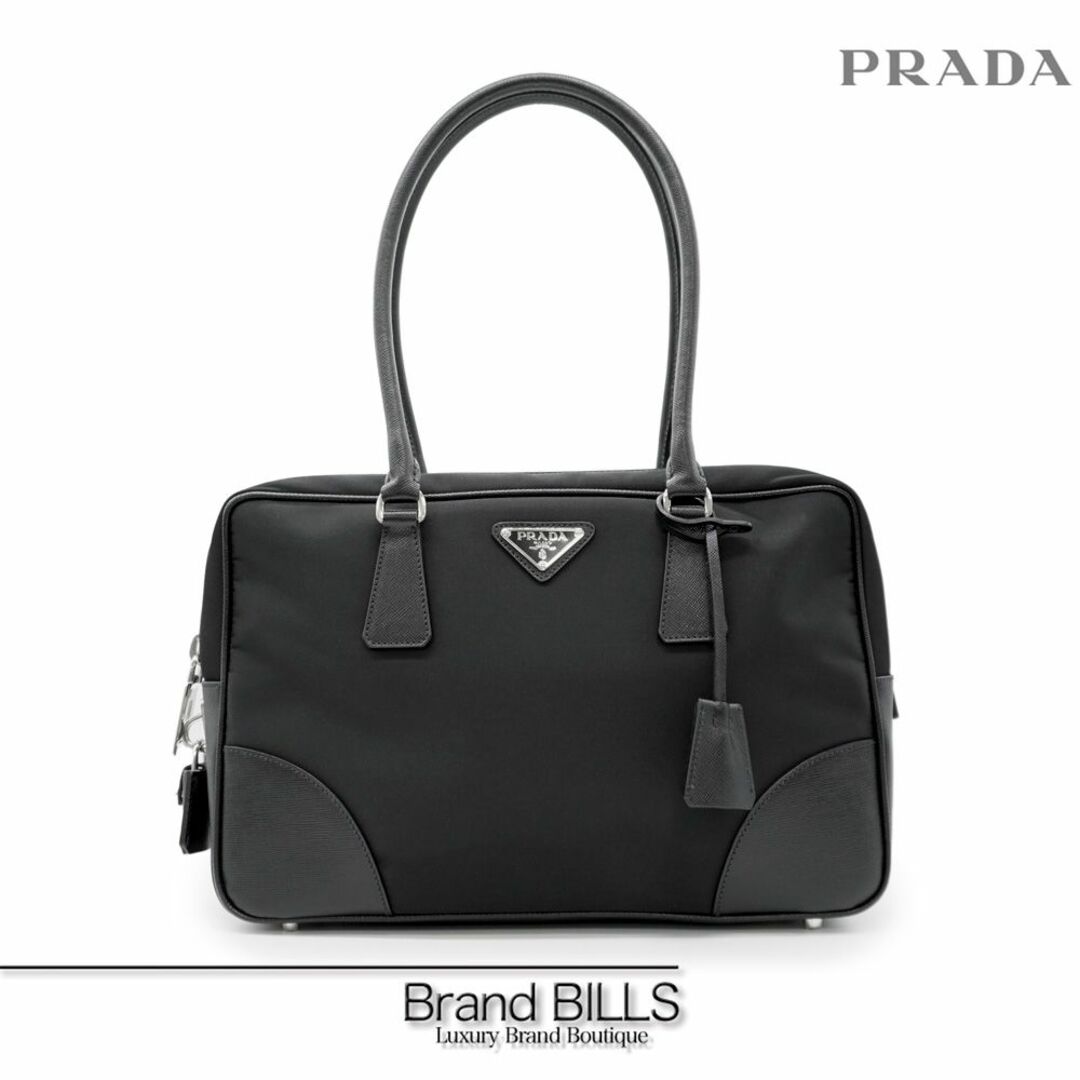 極美品 PRADA プラダ ミニ ハンドバッグ レザー ブラック ロゴ型押し