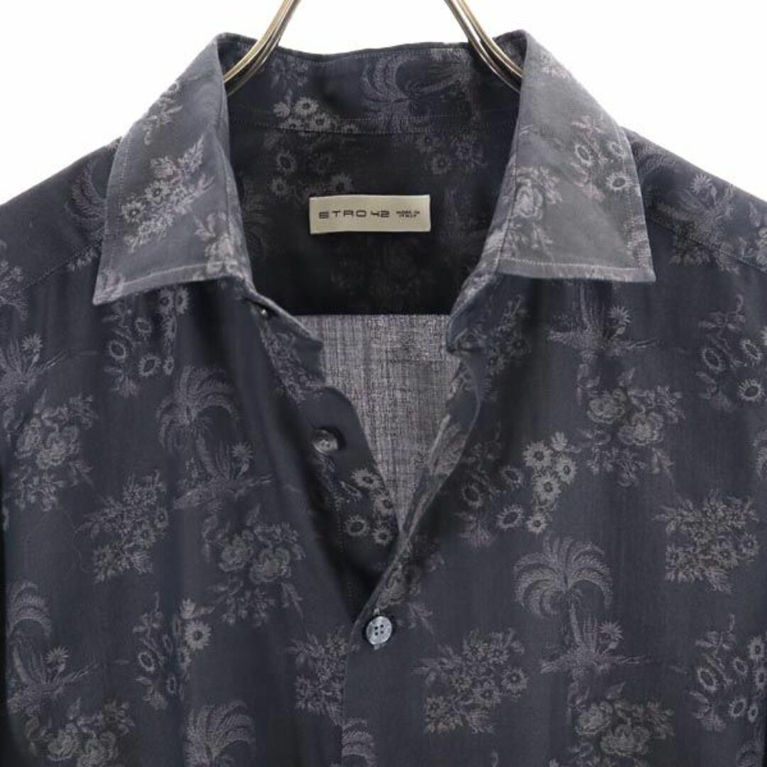 ETRO(エトロ)のエトロ イタリア製 花柄 長袖 シャツ 42 ブラック系 ETRO メンズ 【中古】  【230906】 メール便可 メンズのトップス(シャツ)の商品写真