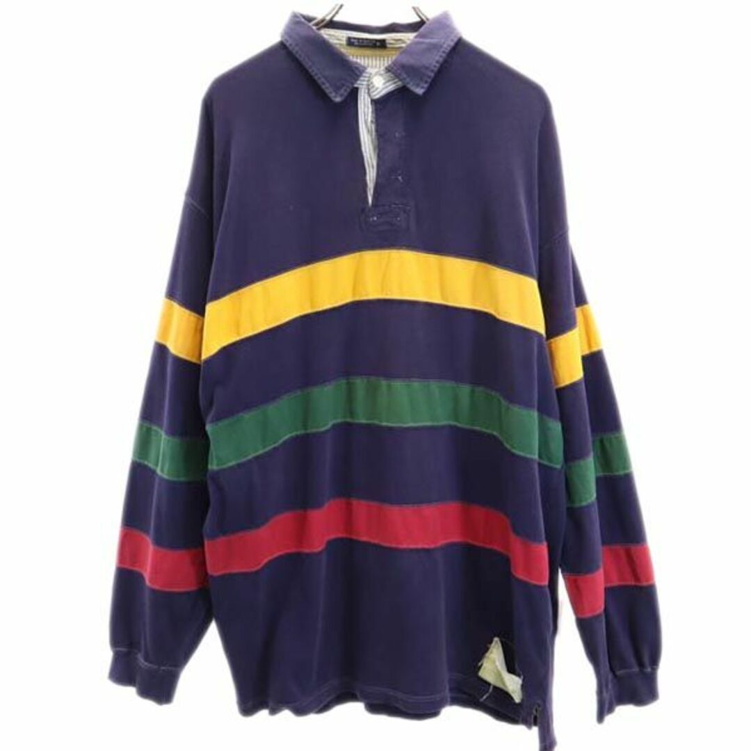 ハサウェイスポーツ 90s オールド ボーダー ライン 長袖 ポロシャツ XL