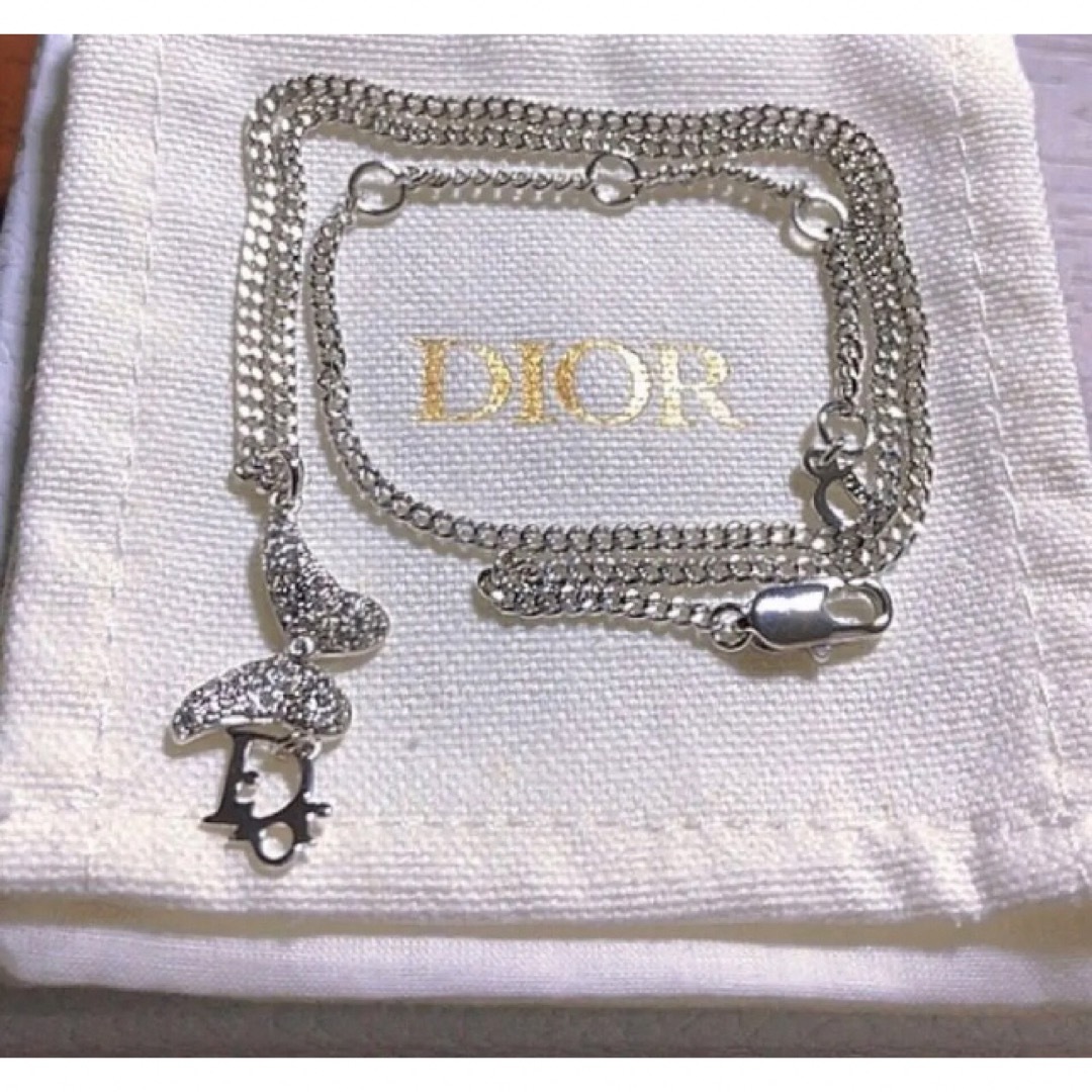 Dior  ロゴ 蝶 ネックレス シルバー ストーン 可愛い silver