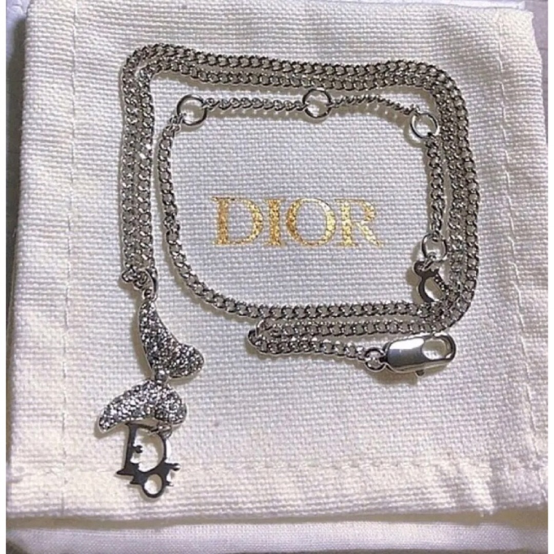 Dior  ロゴ 蝶 ネックレス シルバー ストーン 可愛い silver