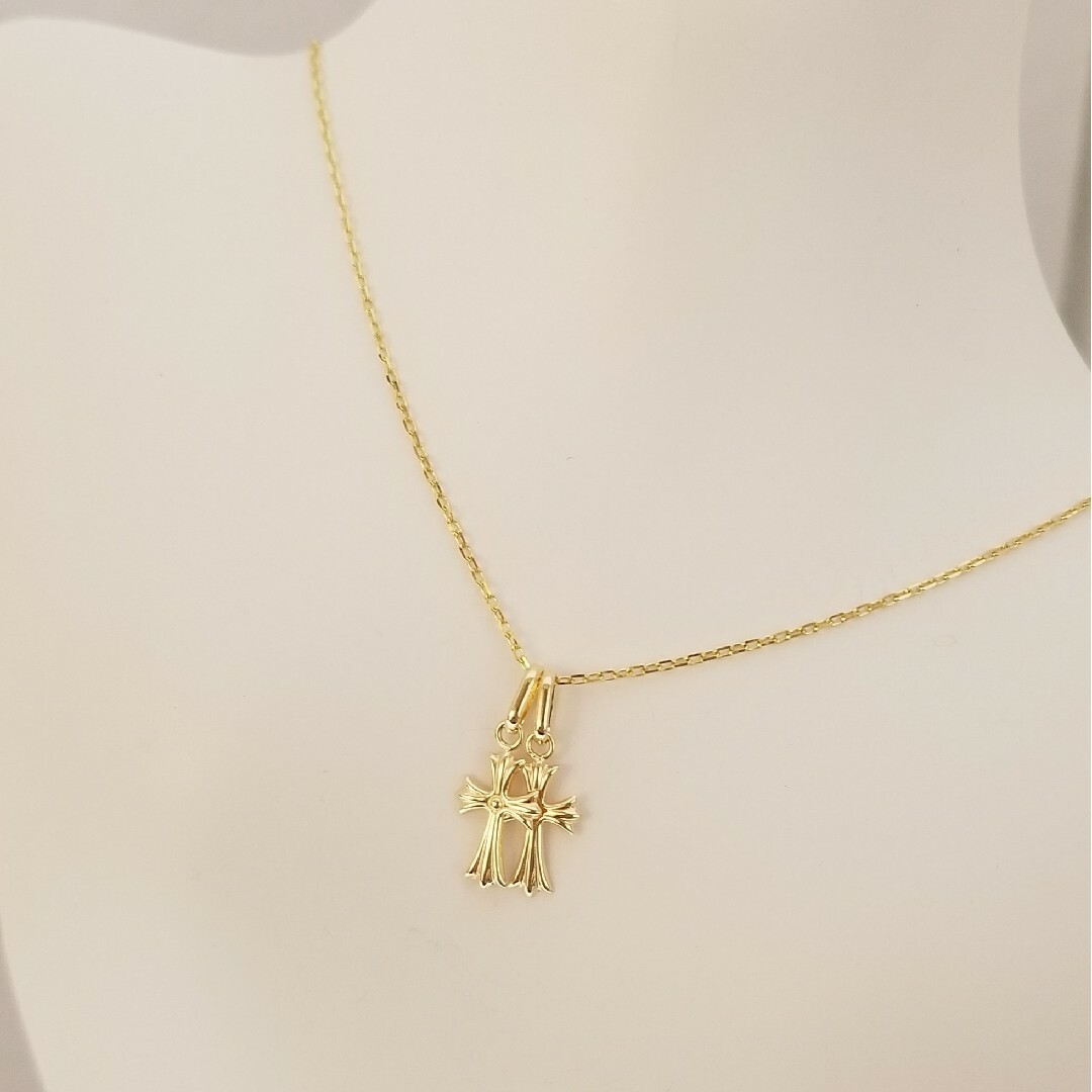 新品☆K18(18金) クロスデザインペンダントトップ小 2個セットお買得