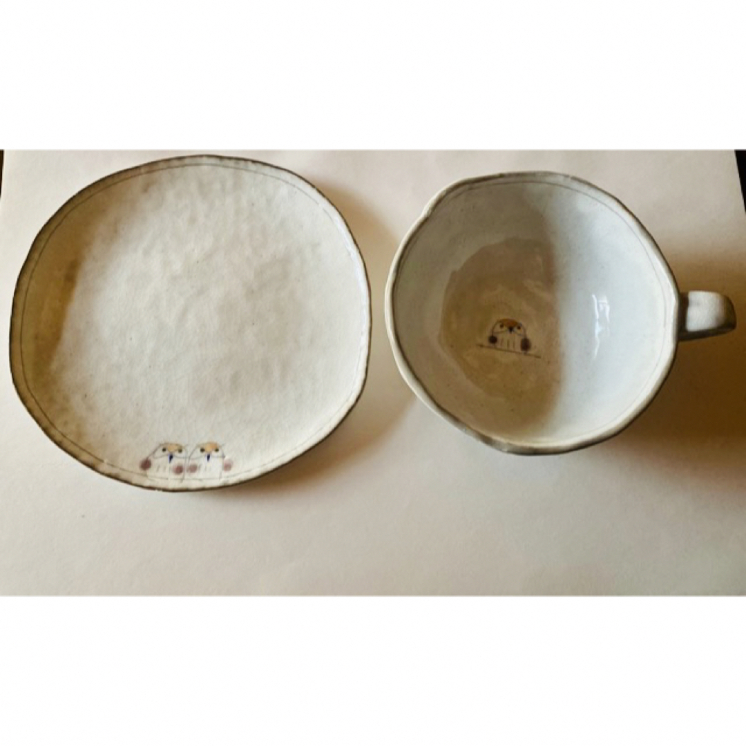 新品未使用】カップ&ソーサー 福丸 コーヒー碗皿 フクロウ柄 [瀬戸焼