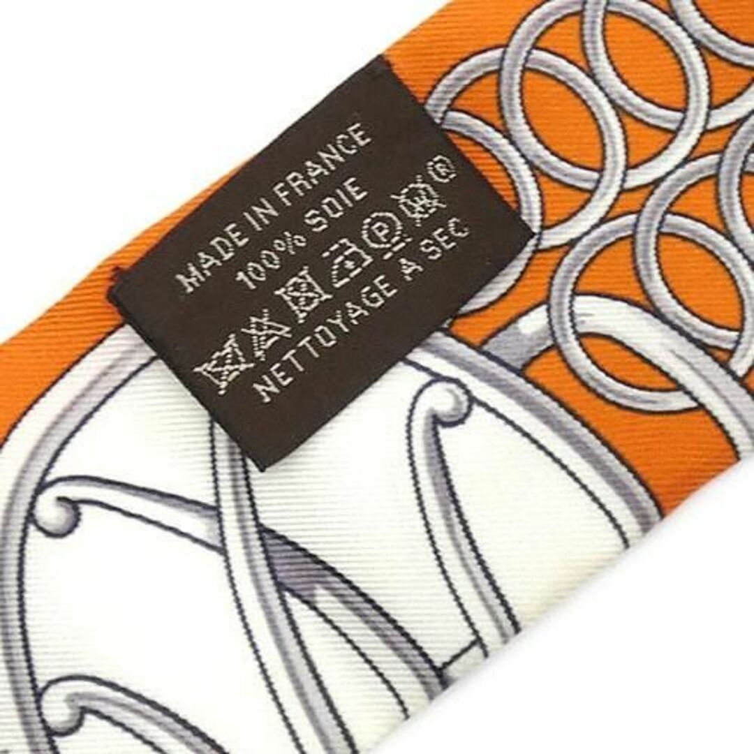 SA状態エルメス スカーフ シルク ツイリー オレンジ JJS03164
