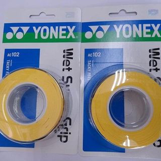 ヨネックス(YONEX)のヨネックス　ウェットスーパーグリップ AC102［3本入］イエロー×2個(バドミントン)