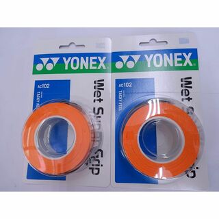 ヨネックス(YONEX)のヨネックス　ウェットスーパーグリップ AC102［3本入］オレンジ×2個(バドミントン)