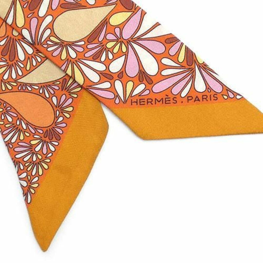 エルメス スカーフ シルク ツイリー 花柄 オレンジ JJS02047B状態