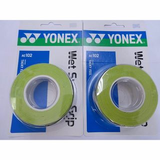 ヨネックス(YONEX)のヨネックス　ウェットスーパーグリップ AC102［3本入］シトラスグリーン×2個(バドミントン)