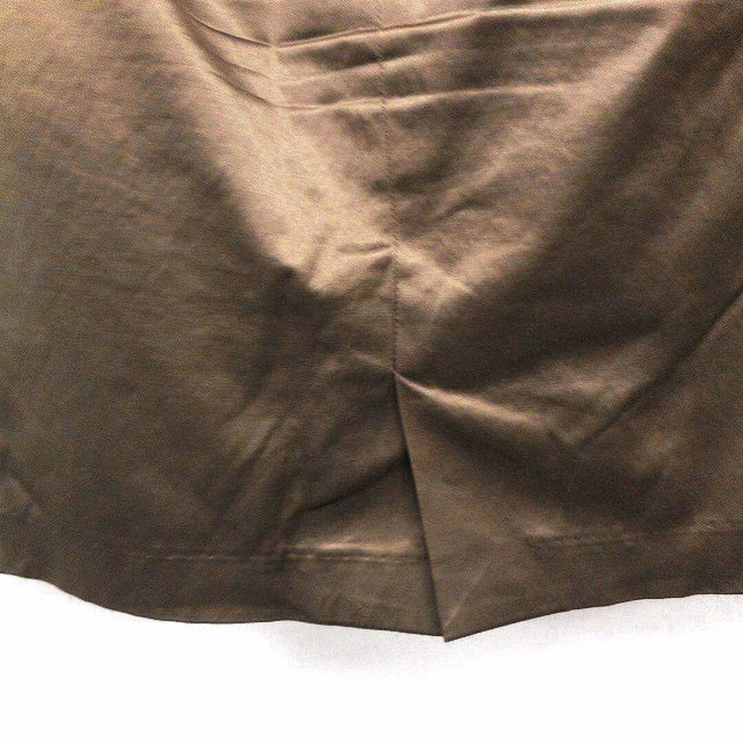 OFUON(オフオン)のオフオン ofuon タイトスカート ミニ スリット 無地 光沢 綿混 36 茶 レディースのスカート(ミニスカート)の商品写真