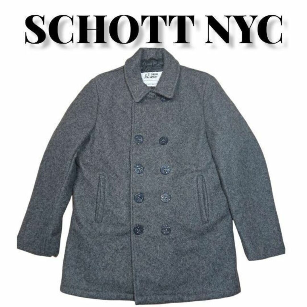 Schott ショット ピーコート Pコート キルティング ネイビー Lサイズ