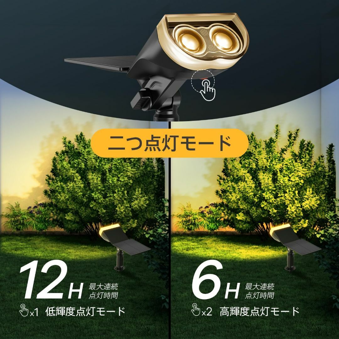 【色: 暖色系】Linkind ソーラーライト 屋外 ソーラースポットライト 調