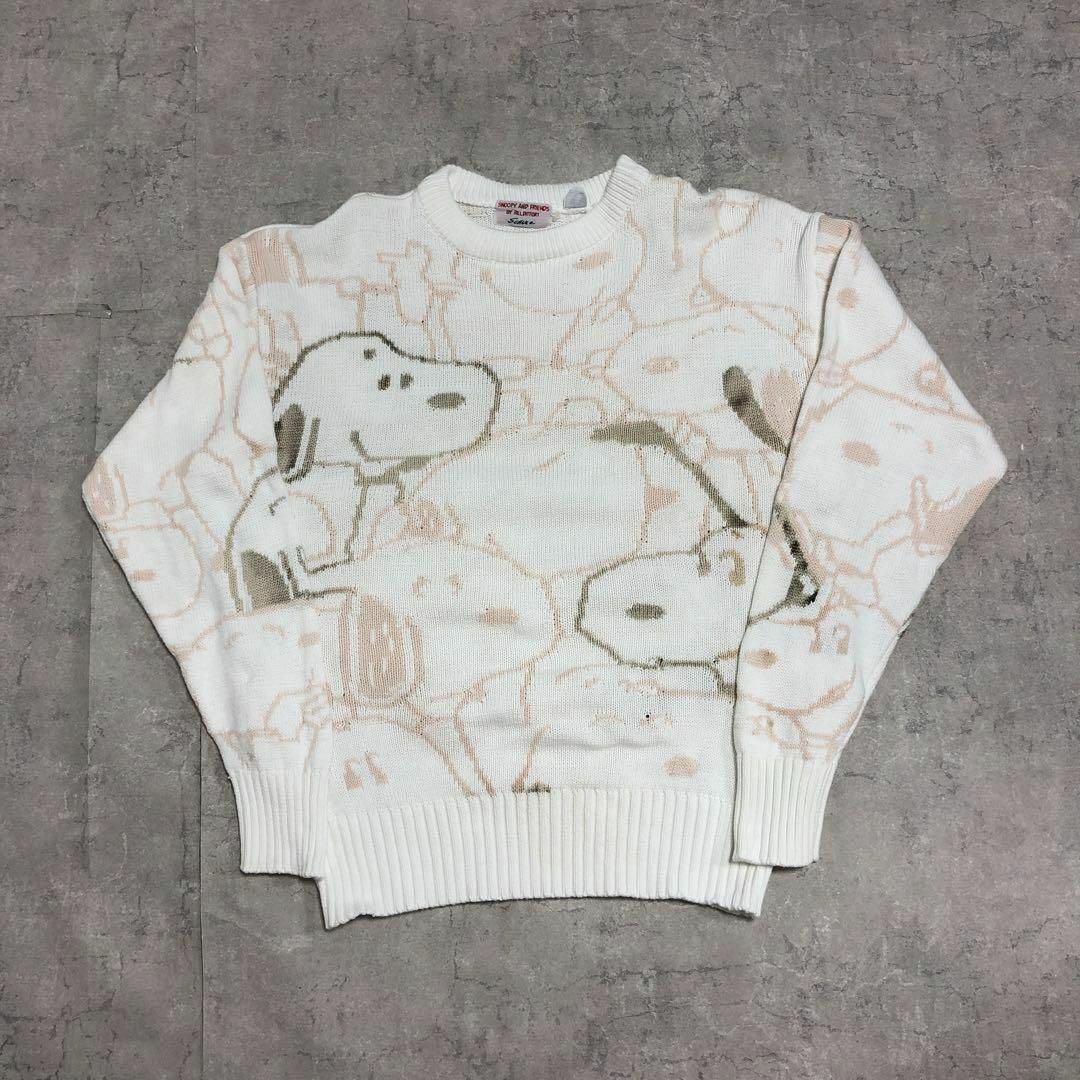 SNOOPY(スヌーピー)のSNOOPY スヌーピー 80s ヴィンテージ 総柄ニット セーター L相当 メンズのトップス(ニット/セーター)の商品写真