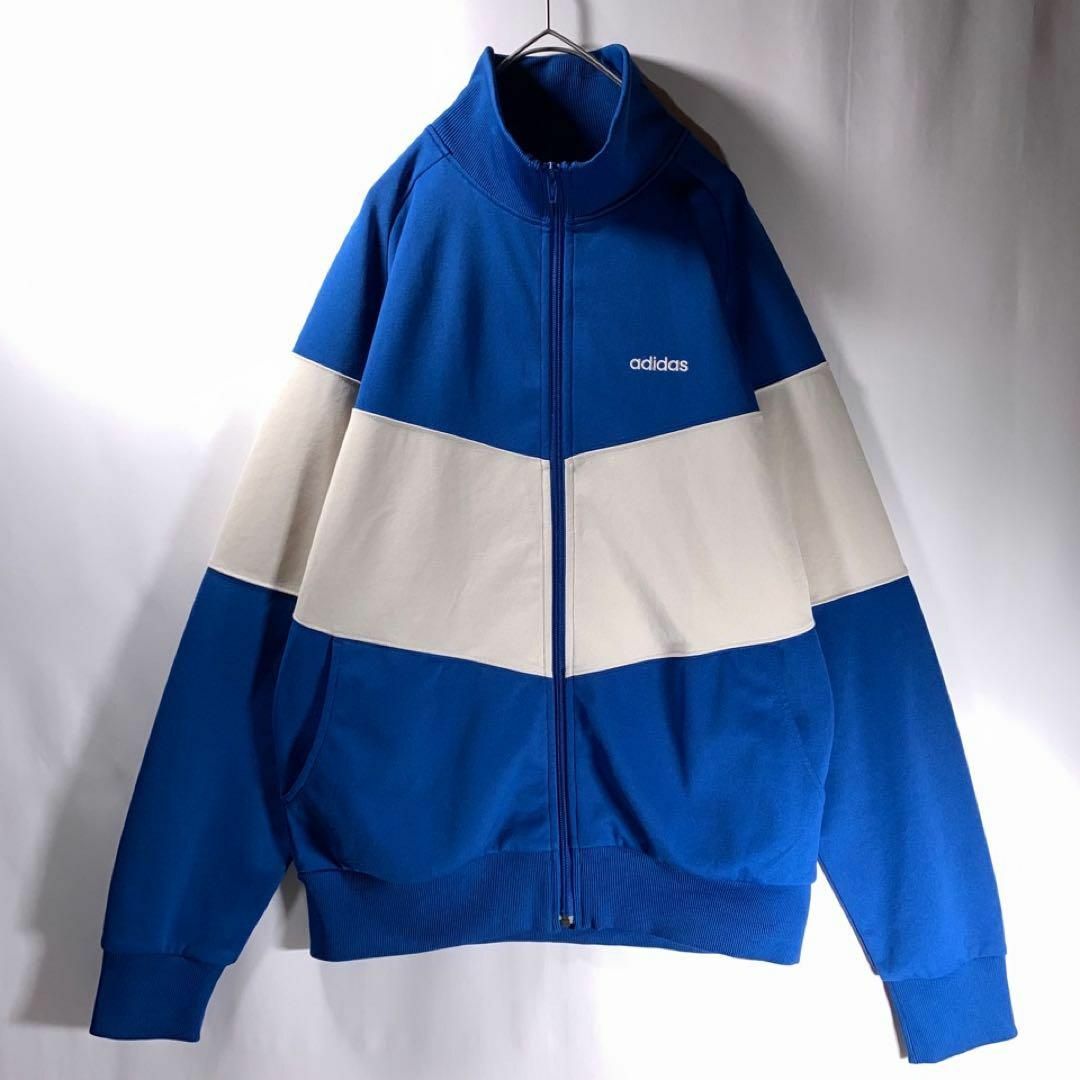 超希少サイズ adidas ジャケット ロゴ ブルー 大きいサイズ 6XO 青-
