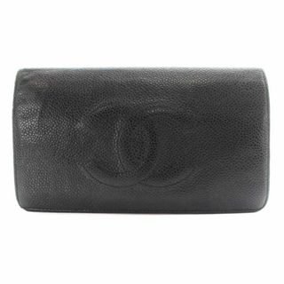 CHANEL - シャネル 長財布 二つ折り レザー キャビアスキン ココマーク