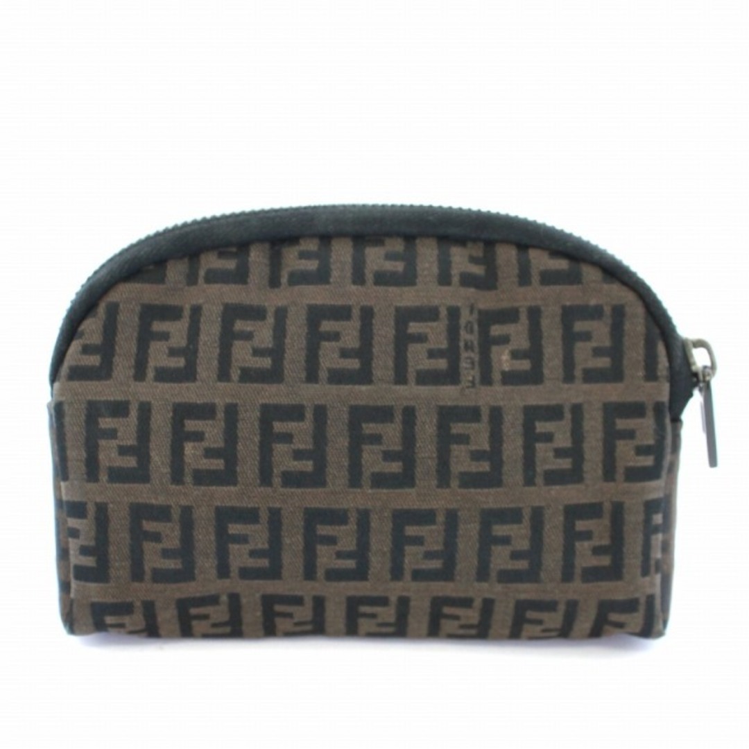 フェンディ FENDI ポーチ ケース ズッカ柄 キャンバス 茶 ブラウン 黒