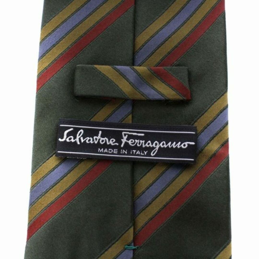 Salvatore Ferragamo(サルヴァトーレフェラガモ)のSalvatore Ferragamo ネクタイ ストライプ シルク 緑 メンズのファッション小物(ネクタイ)の商品写真