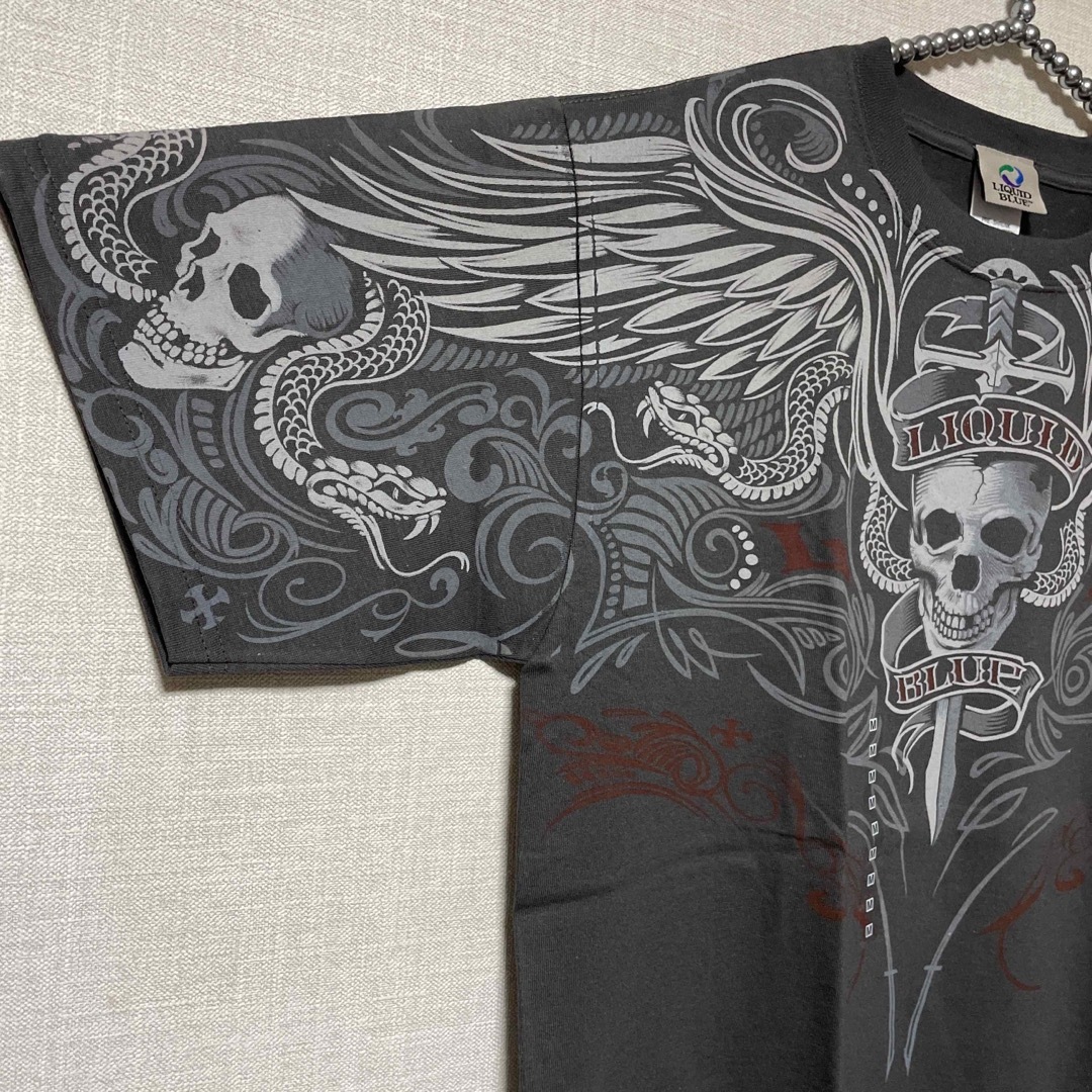 Ed Hardy(エドハーディー)のLiquid Blue Pinstripe 新品 #Tattoo #バイカー メンズのトップス(Tシャツ/カットソー(半袖/袖なし))の商品写真