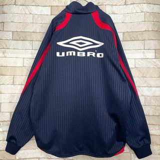 UMBRO アンブロ ジャージ 上下 刺繍ロゴ バックプリント 紺 赤 L