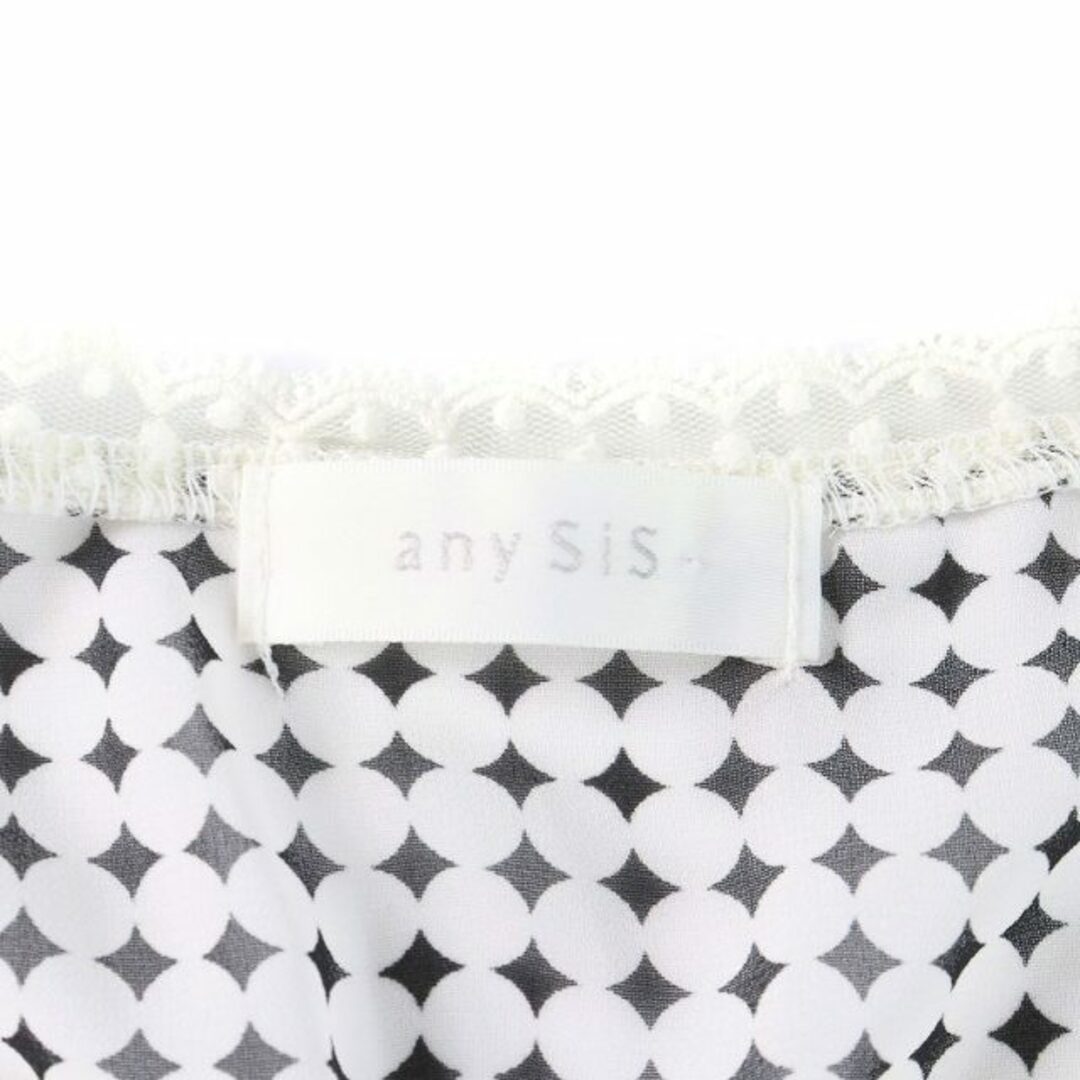 anySiS(エニィスィス)のエニィスィス エニシス ブラウス カットソー 半袖 シフォン 総2 M 白  黒 レディースのトップス(シャツ/ブラウス(半袖/袖なし))の商品写真