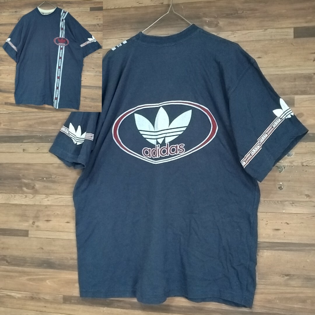 adidas　90s 万国旗タグ　トレフォイルロゴ　Tシャツ 　ビッグシルエット