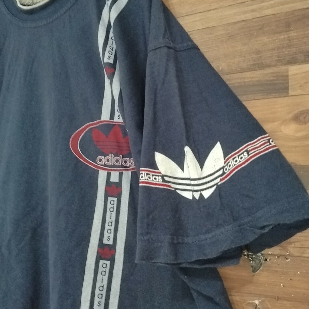 adidas　90s 万国旗タグ　トレフォイルロゴ　Tシャツ 　ビッグシルエット