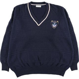 アディダス(adidas)の古着 80年代 アディダス adidas Vネック コットン×アクリルニットセーター メンズXXL ヴィンテージ /eaa371565(ニット/セーター)